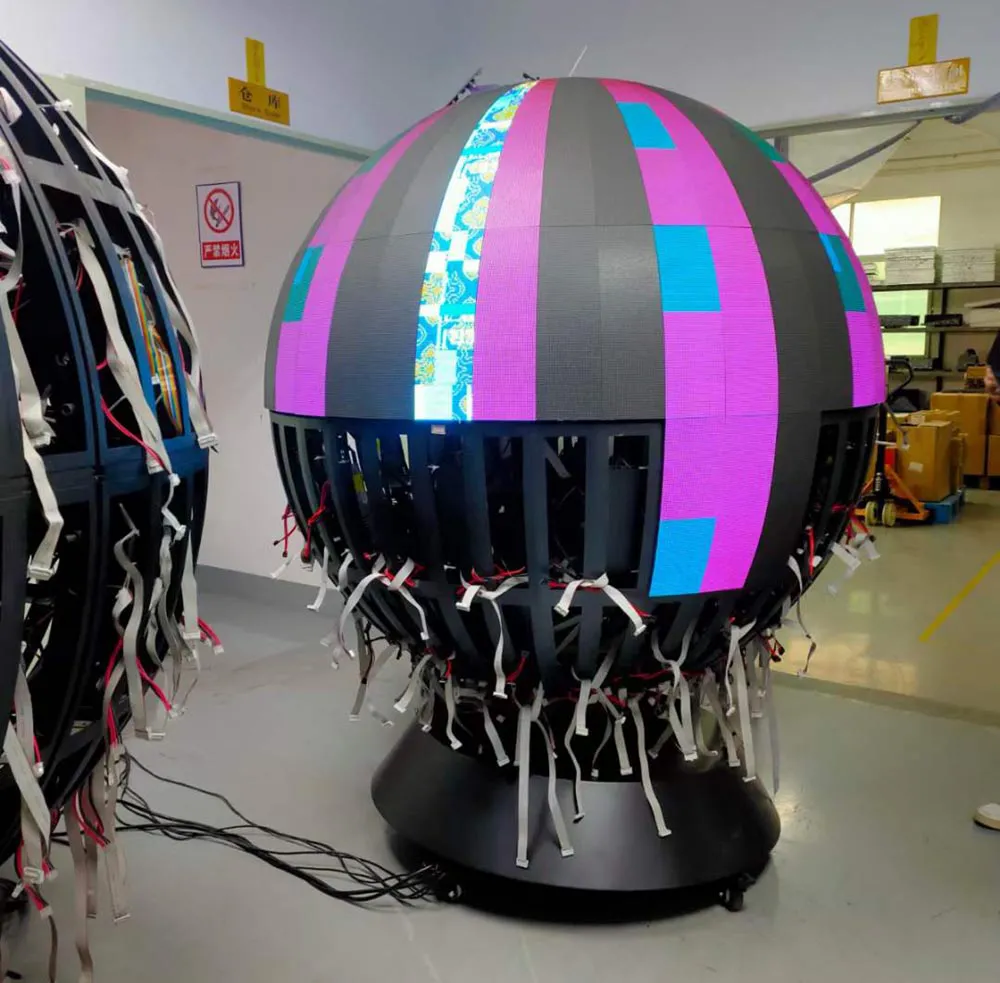 Sphere led display-Installation Process 4 attach flexible led modules